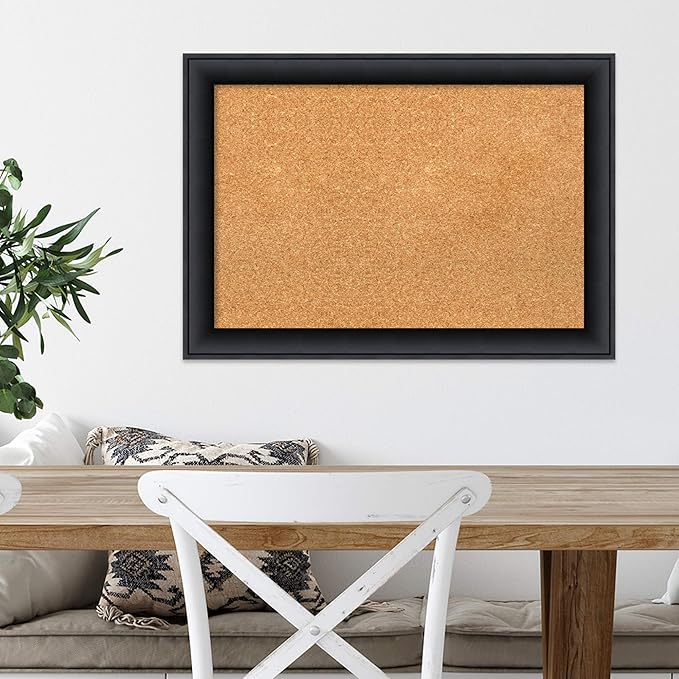 Amanti Art Natural Cork Board for Wall, 19x27 Vision Board with Black Wood Frame, Medium Corkboard Office Decor for Home Organization, Modern Contemporary Corkboard Pinboard to display items for home-DeskLoop Office