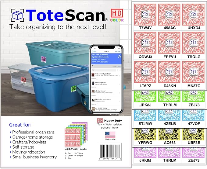 ToteScan HD Color Intelligent QR Labels by ToteScan