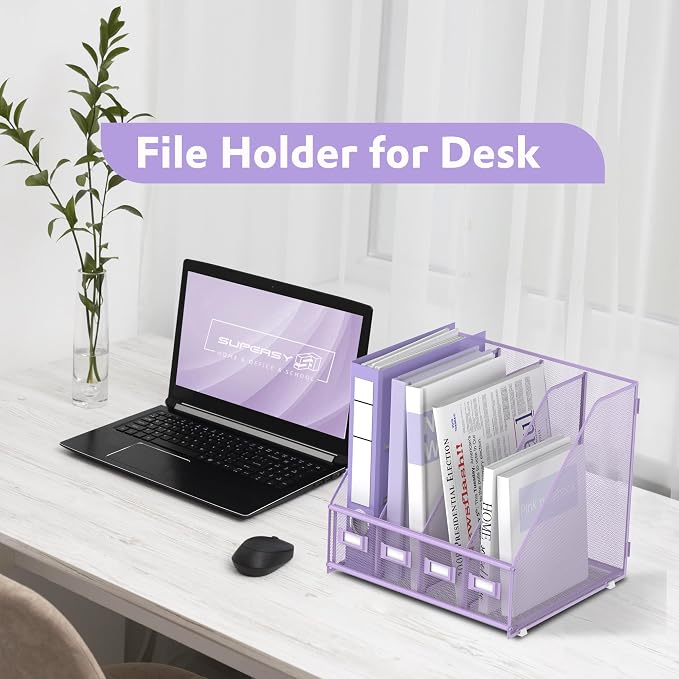 SUPEASY Magazine File Holder Desk Organizer, Metal Binder Holder - Image 7