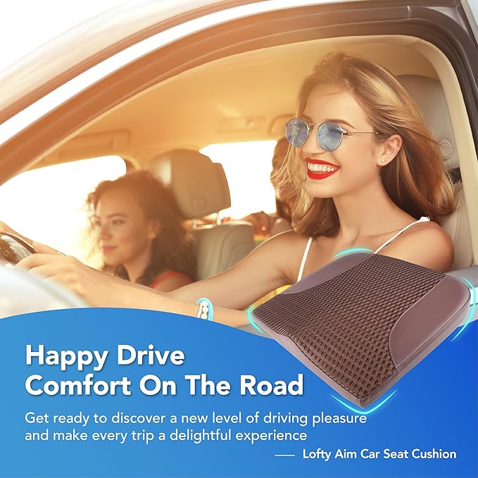 Car Seat Cushion, Comfortable Memory Foam Seat Pillow for Driving, Sciatica-Back Pain Relief, Cushion for Car-Truck, Office, Wheelchair - Brown-DeskLoop Office