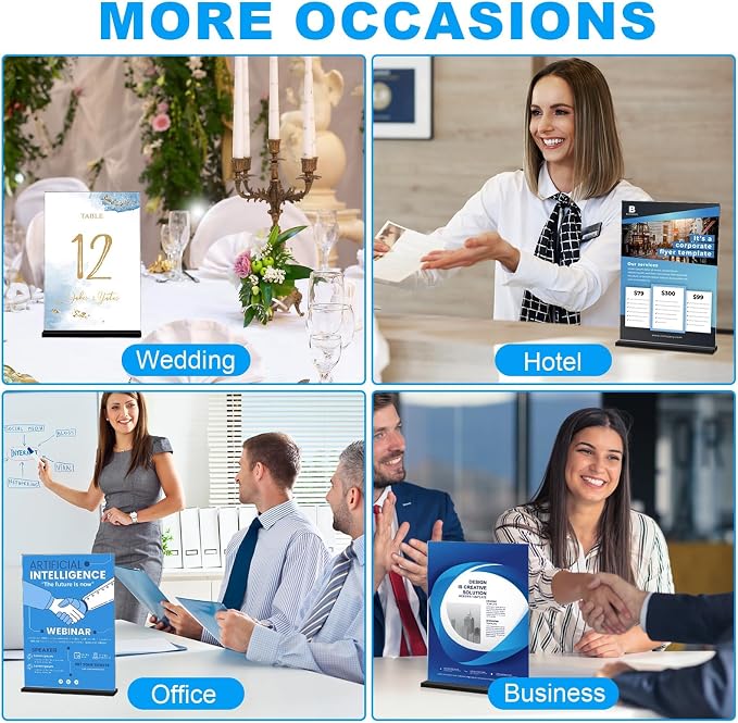 EHWINE 12 Pack Acrylic Sign Holder 8.5 x 11, Double-Sided Stand up Table Top - Image 6