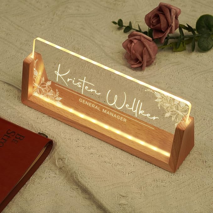 Custom Name Plate for Desk, Personalized Light Up Acrylic Desk Name Plate - Image 3