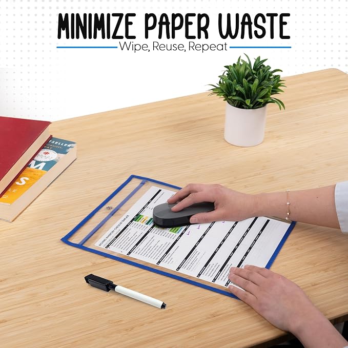 Essex Wares - 5 Pack, Job Ticket Holders, Reusable & Easy Erase Plastic Invoice - Image 3