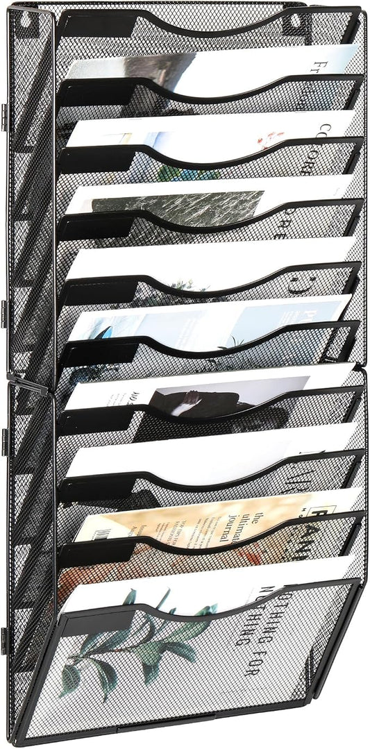 EasyPAG Wall File Organizer for Office 10 Pocket Mesh Wall Mounted Paper by EasyPAG