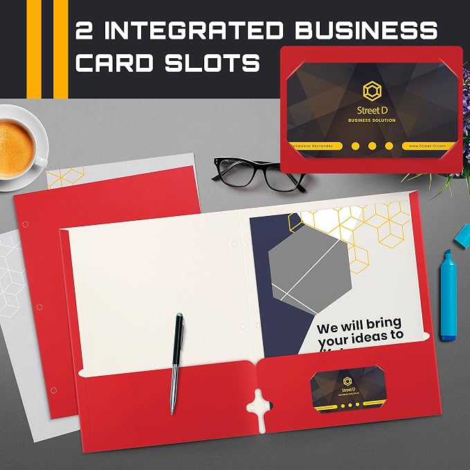 Better Office Products Two Pocket Portfolio Folders, Letter Size Paper Folders - Image 4