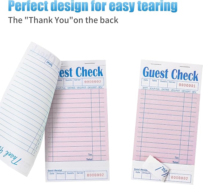 ZPARIK 24 Pack Pink Guest Checks Books - Image 3