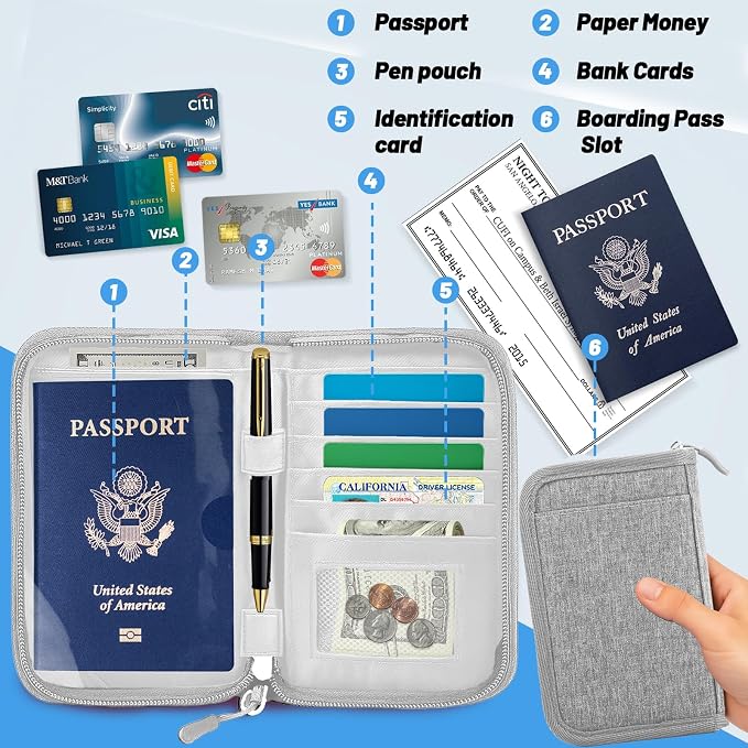 Passport Holder for Travel Essentials, RFID Blocking Protector Passport Wallets - Image 6