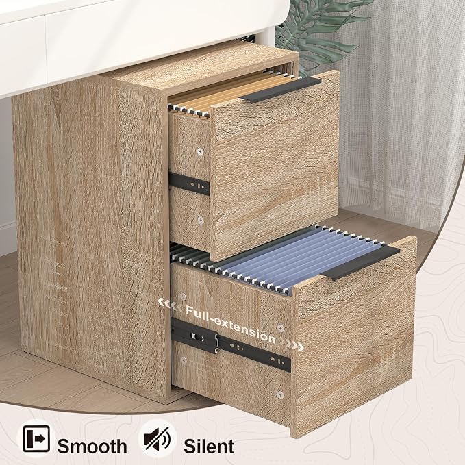 FATIGOS Wood File Cabinet 2 Drawer Filing Cabinets - Image 4