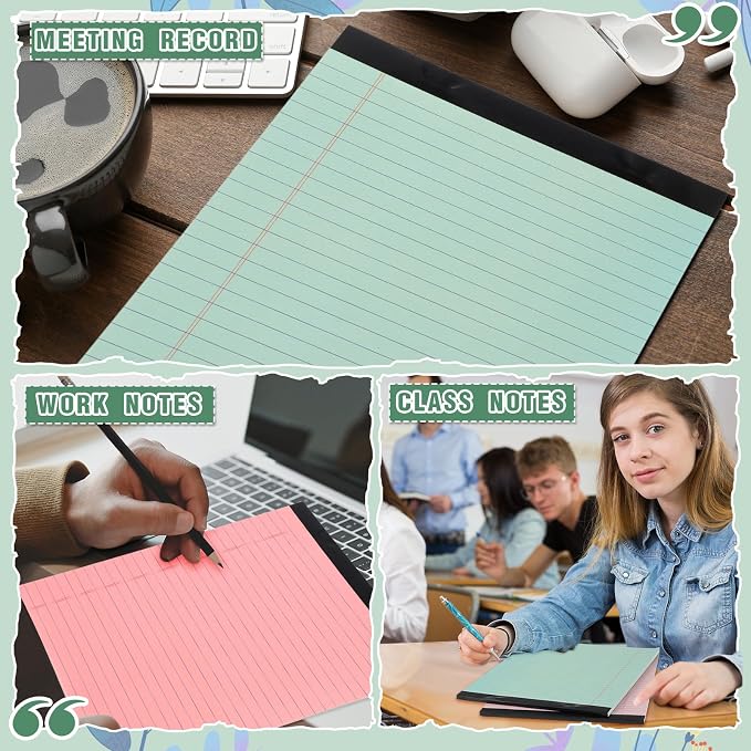 Fuutreo 8 Pcs 8.5'' x 11'' Colored Legal Pad Writing Pads Wide Ruled 50 Sheets - Image 6