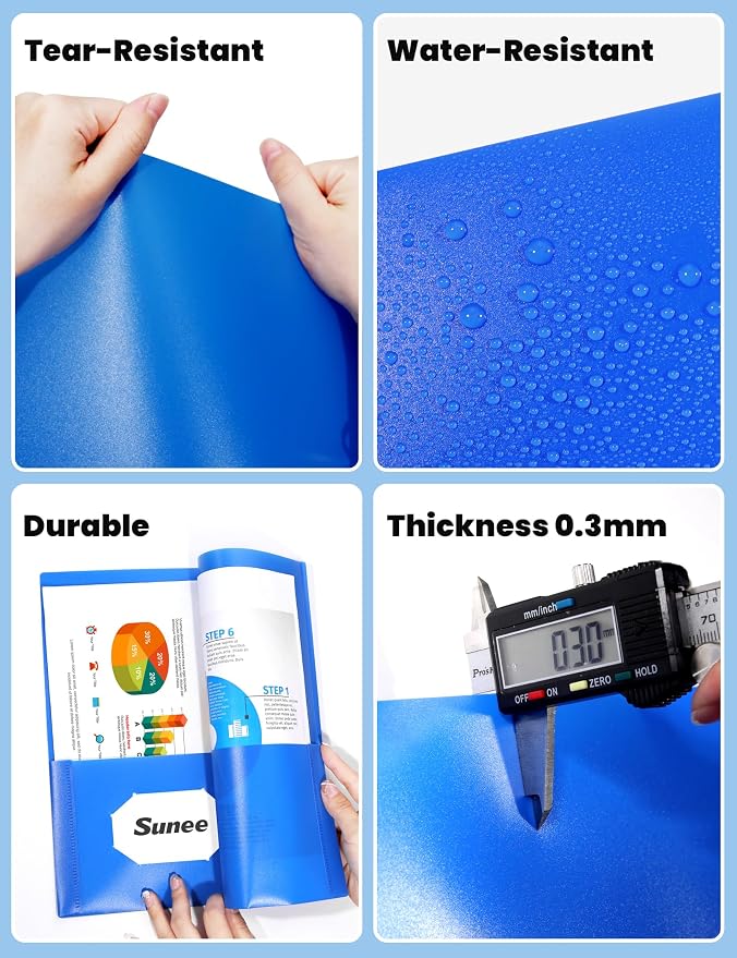 SUNEE 12-Pack Blue Plastic Folders - Image 4