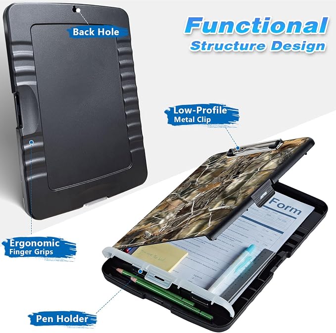 Clipboard with Storage, High Capacity Camouflage Storage Clipboard 9.5x14 with - Image 2