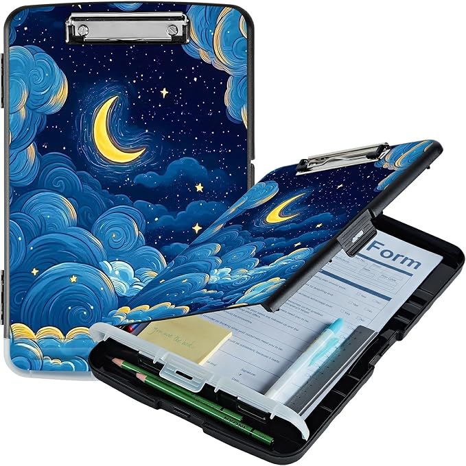 Moon Blue Clouds A4 Clipboard by Unknown