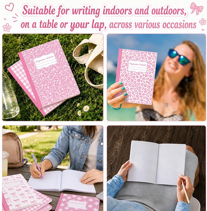 6 Pack Large Composition Notebooks Bulk 9.8 × 7.5 in Wide Ruled Hard Cover - Image 6