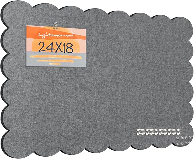 Lightomorrow Scalloped Bulletin Board, 24 x 18 Inches Felt Pin Board - Image 8