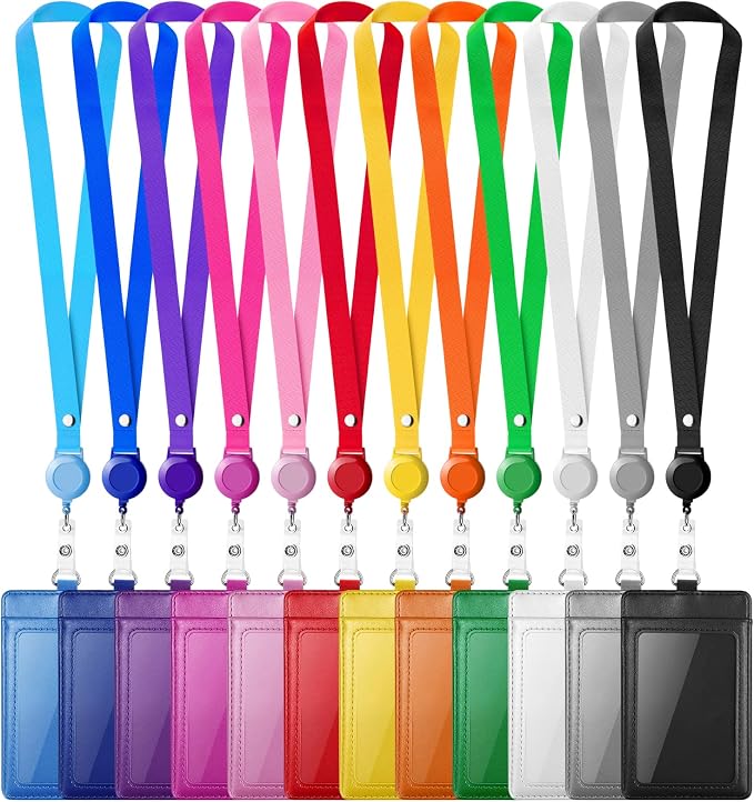 12 Pack ID Badge Holders with Retractable Lanyards Colorful Retractable by koorito