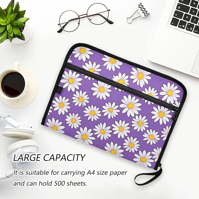 Expanding File Folder Daisies Purple Daisy Flower Accordion File Organizer 13 - Image 5