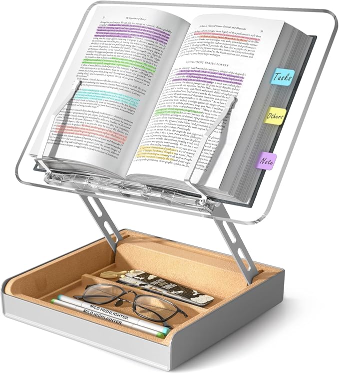 Book Stand with Storage, Book Holder by HUMANCOZY