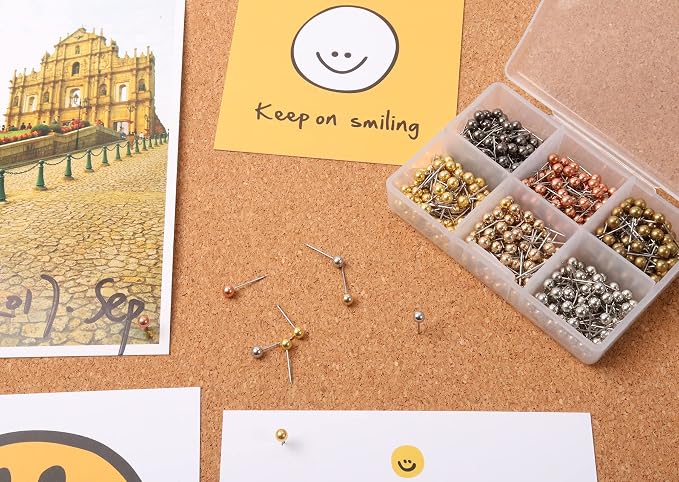 480 PCS Push Pins Metallic Color Map Tacks 1/8 inch Round Head - Image 3