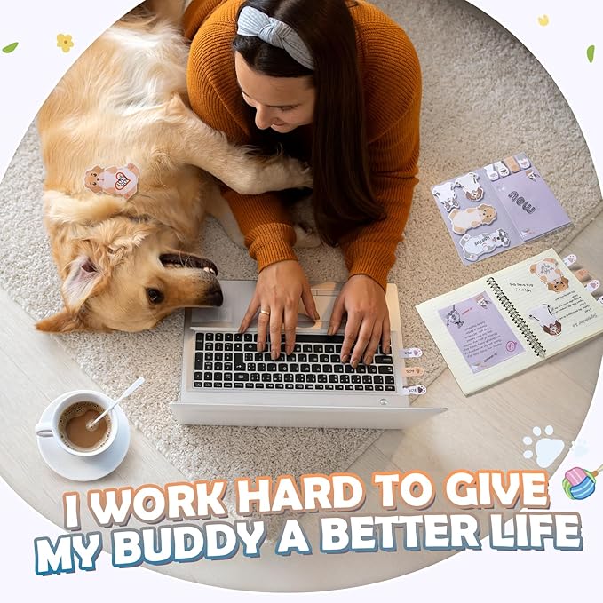 Hommie Cute Sticky Notes, Dog Sticky Notes Set Planner Dividers Self-Stick Notes Pads Animal Divider Tabs Bundle Writing Memo for Dog Lovers Home Office School Supplies-DeskLoop Office