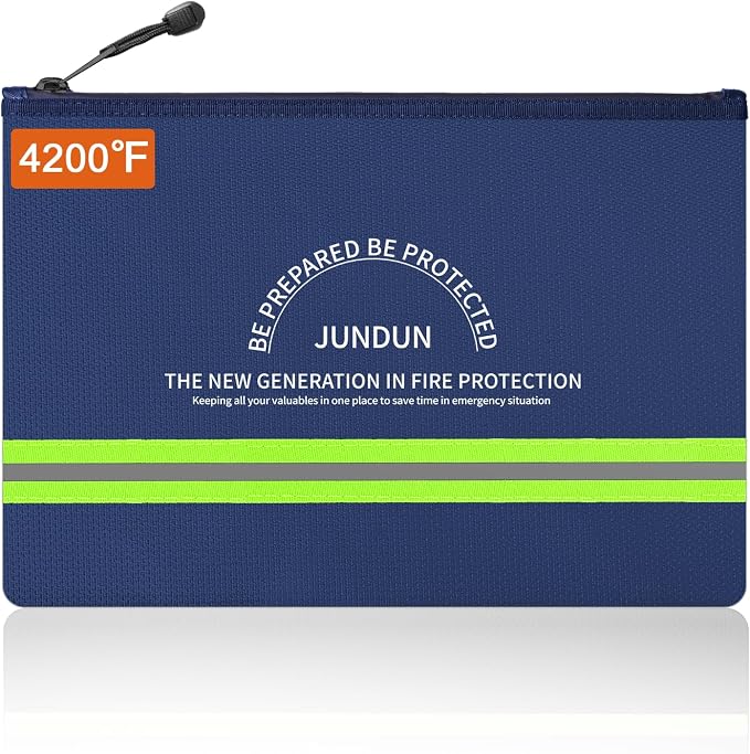 JUNDUN Fireproof Document Bag, 14.2”x 10.0”Waterproof and Fireproof Money Bag by JUNDUN