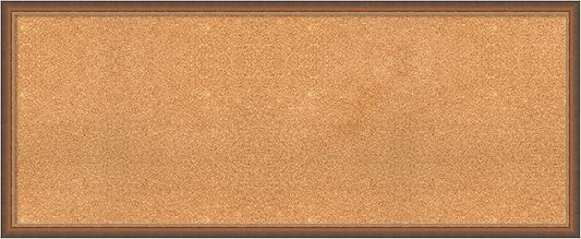 Amanti Art Natural Cork Board for Wall, 22x54 Vision Board with Bronze Frame, Oversize Corkboard Office Decor for Home Organization, Modern Corkboard Pinboard to Display Items for Home Organization-DeskLoop Office