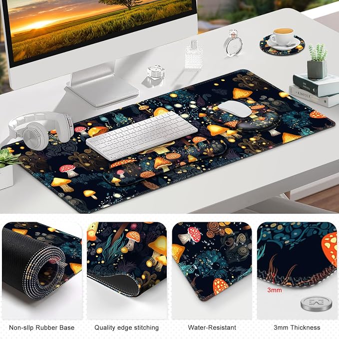 Gaming Mouse Pad, Large Desk Mat, Cute Desk Pad Protector, 4in1 XXL Mousepad + - Image 9