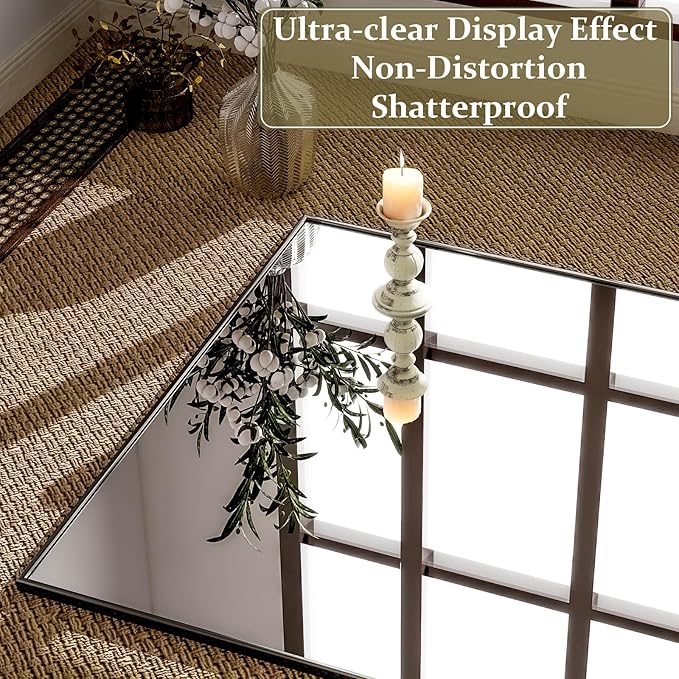 GLSLAND 71"x31" Full Length Mirror Extra Large Hanging or Leaning Rectangle Mirror Aluminum Alloy Thin Frame Bedroom Floor Dressing,Black-DeskLoop Office