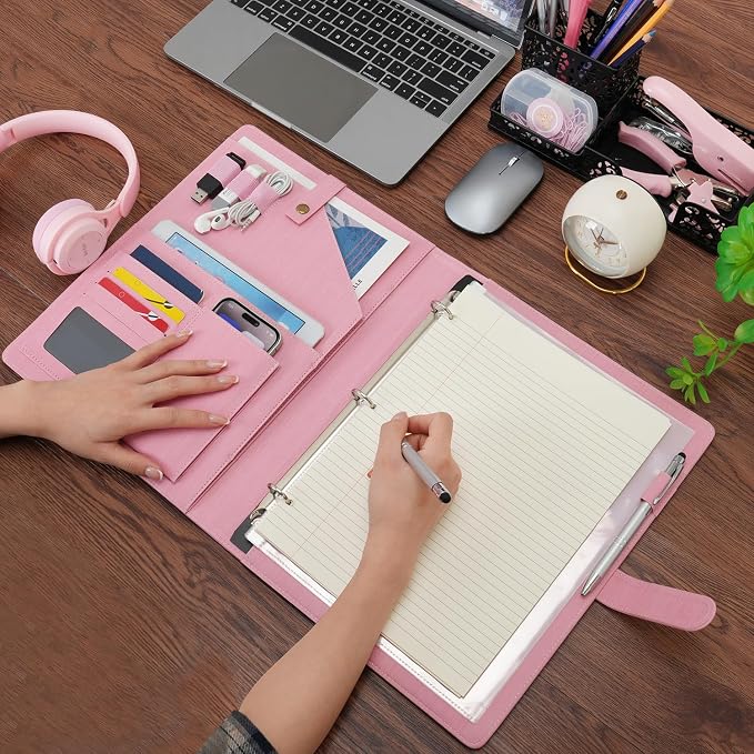 Wonderpool A4 PU Leather Portfolio Holder Ring File Document Case - Image 6