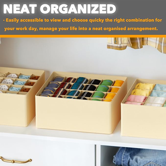 SpaceAid Sock Drawer Organizer Divider 3 Pack, 64 Cell Dresser Closet Nursery - Image 6
