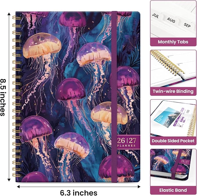 Planner 2026–2027, Academic Monthly Weekly Spiral Calendar, July 2026 – June - Image 4