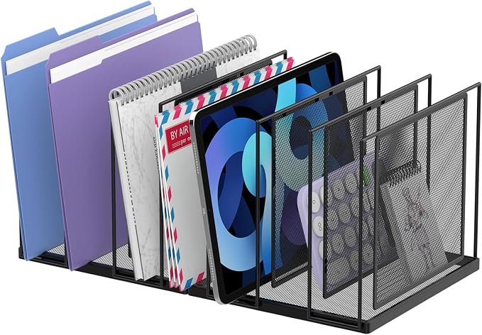 File Organizer for Desk, 7-Section Vertical File Sorter, Paper Holder Organizer by JMHUD