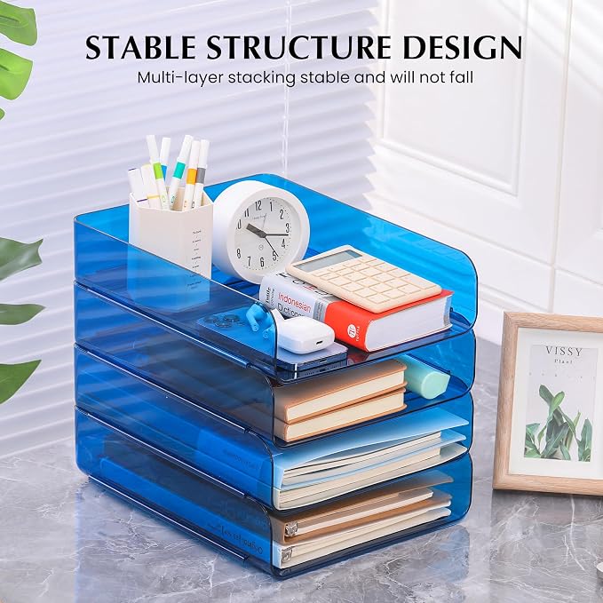 CiWiVOKi 2 Pack Stackable Paper Tray File Organizer - Image 2