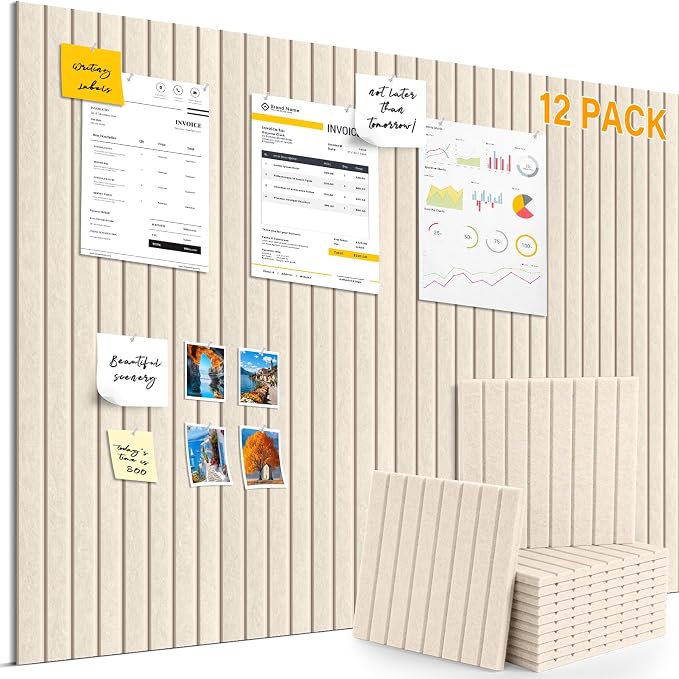 Large Felt Bulletin Board，47.2" x 35.4" 12 Pack Cork Board Alternative by ANWEOR