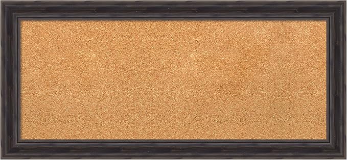 Amanti Art Natural Cork Board for Wall, 15x33 Vision Board with Brown Wood Frame, Medium Corkboard Office Decor for Home Organization, Rustic Farmhouse Corkboard Pinboard to display items for home-DeskLoop Office