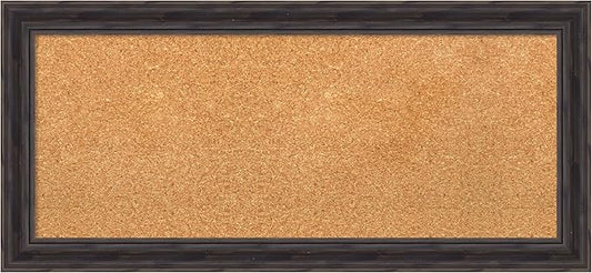 Amanti Art Natural Cork Board for Wall, 15x33 Vision Board with Brown Wood Frame, Medium Corkboard Office Decor for Home Organization, Rustic Farmhouse Corkboard Pinboard to display items for home-DeskLoop Office