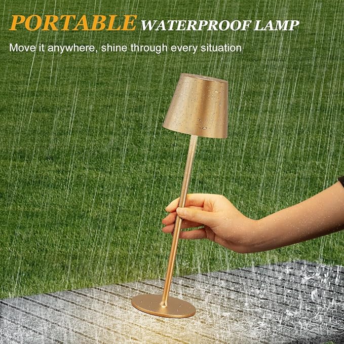 Kakanuo Cordless Table Lamp Rechargeable Gold - Image 7