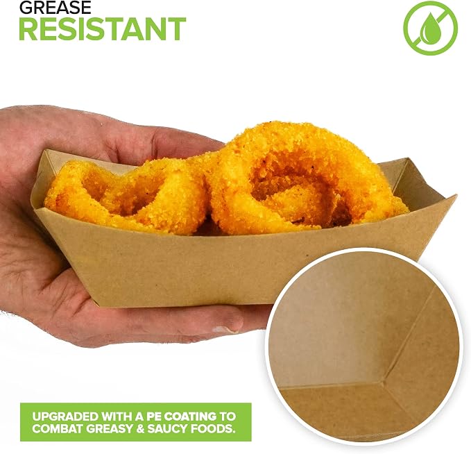 Large Disposable Brown Kraft Paper Food Trays, 2-Lb Concession Tray, Serving - Image 5