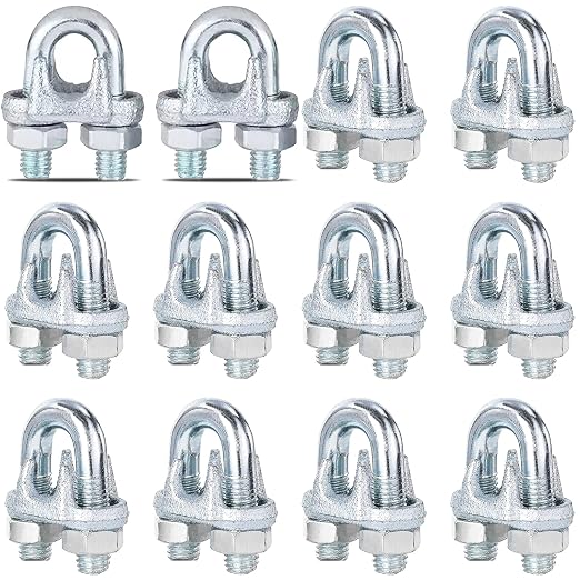 12PCS 3/8" M10 Zinc-Plated Wire Rope Clamps – Heavy Duty U-Bolt Cable Clips by High-PQ