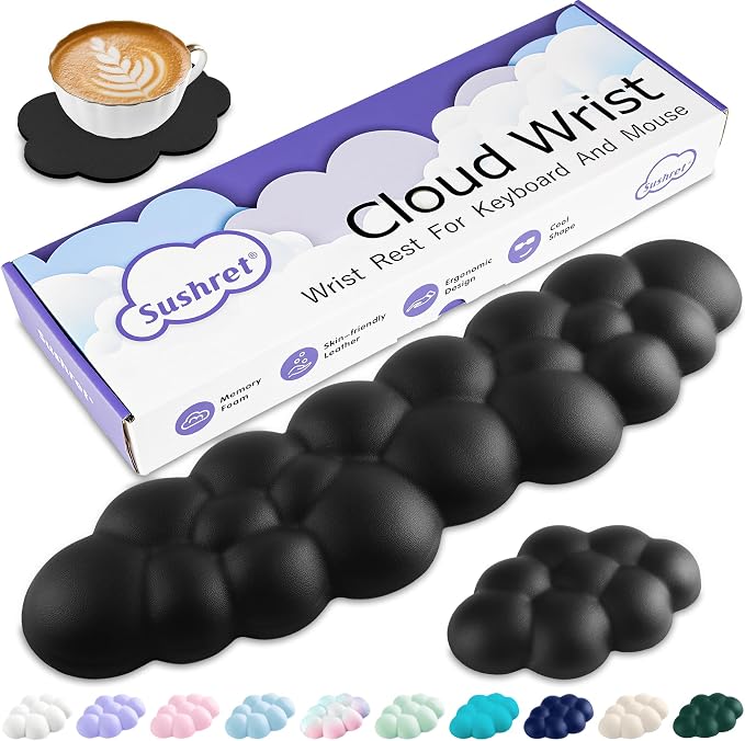 Sushret Cloud Wrist Rest Keyboard, Cloud Keyboard Wrist Pad Set by Sushret