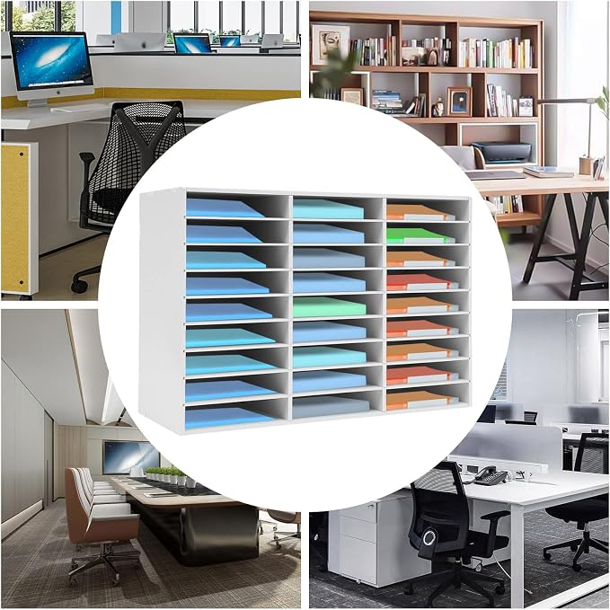 Literature Organizer, Desktop File Sorter Mail Center, Paper Storage Cabinet - Image 2