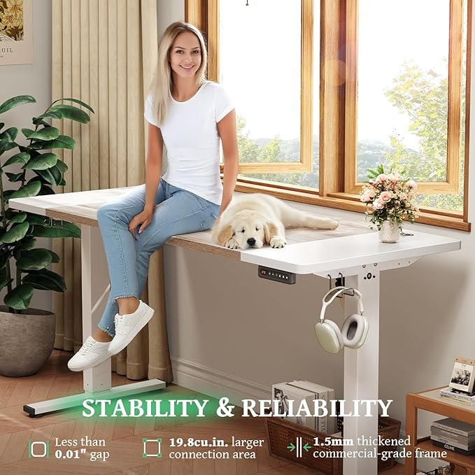 SIAGO Electric Standing Desk Adjustable - 63 x 24 Inch Sit Stand up Desk with Cable Management - 3 Memory Preset Adjustable Height Table-DeskLoop Office