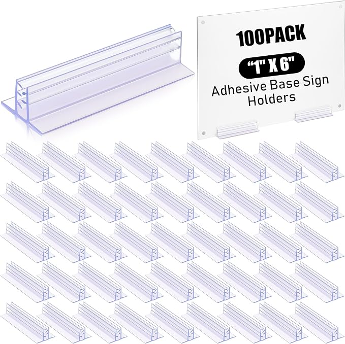 Fulmoon 100 Pcs Sign Holder, Adhesive Base Sign Holders Multiple Uses by Fulmoon
