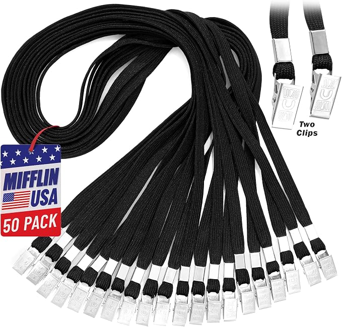 MIFFLIN-USA - Bulk Flat Lanyards w/Two Bulldog Clips - 39 Inch, 50 PK - - Image 4