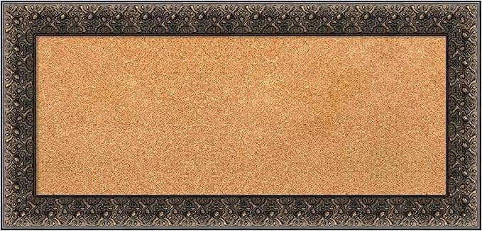 Amanti Art Natural Cork Board for Wall, 17x35 Vision Board with Black Wood Frame, Medium Corkboard Office Decor for Home Organization, Traditional Corkboard Pinboard to Display Items for Home-DeskLoop Office