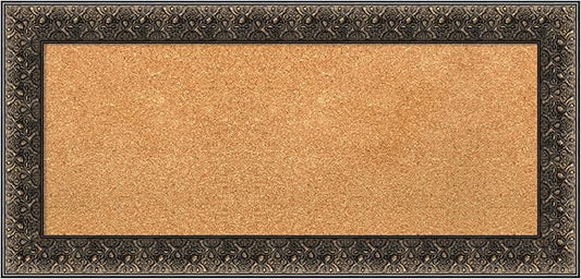 Amanti Art Natural Cork Board for Wall, 17x35 Vision Board with Black Wood Frame, Medium Corkboard Office Decor for Home Organization, Traditional Corkboard Pinboard to Display Items for Home-DeskLoop Office