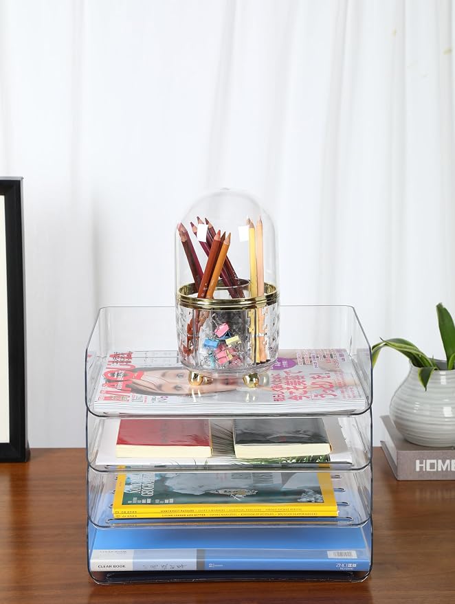 4 Tier Stackable A4 Paper Trays, Office Desk File Holder, Tidy File Document - Image 3