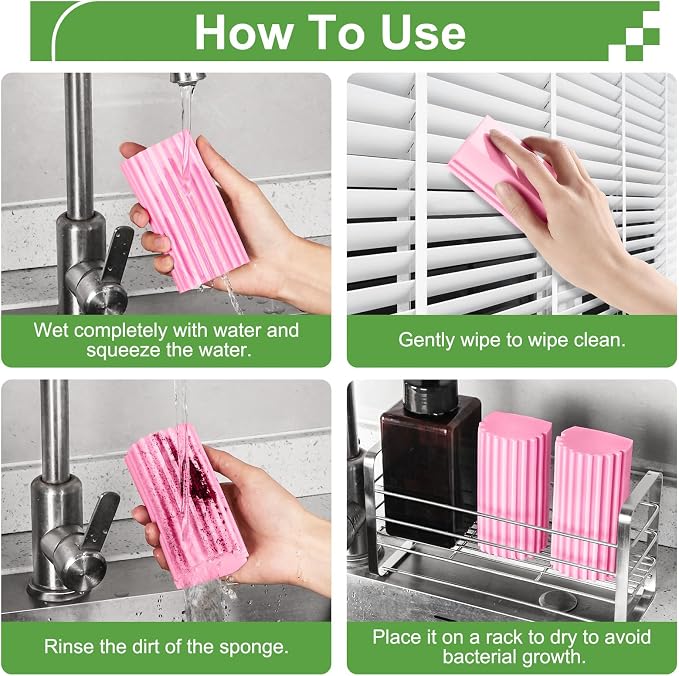 Jeymei 4-Pack Damp Clean Duster Sponge, Duster Baseboard Cleaner Sponge - Image 3