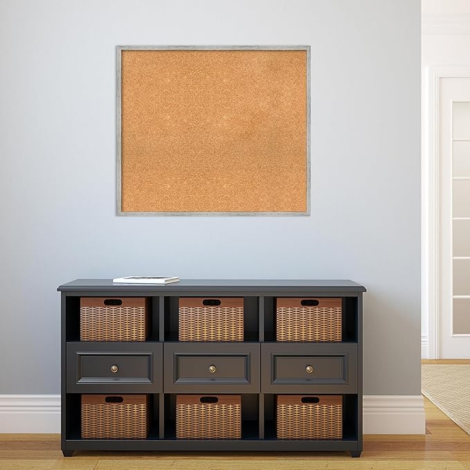 Amanti Art Natural Cork Board for Wall, 29x33 Vision Board with White Frame, Large Corkboard Office Decor for Home Organization, Cottage Corkboard Pinboard to Display Items for Home Organization in-DeskLoop Office