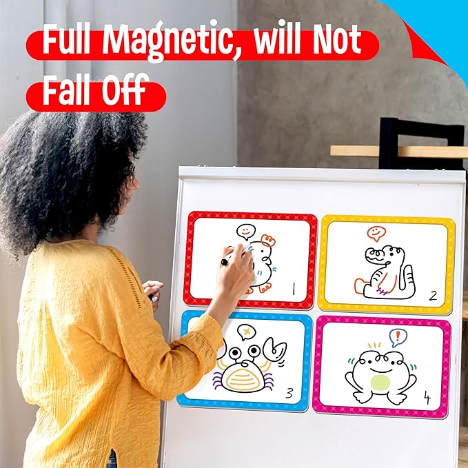 5 PCS Large Magnetic Labels, 5 Colors Reusable Dry Erase Blank Magnets Write & - Image 3