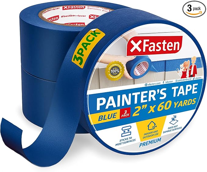 XFasten Professional Blue Painters Tape 2 Inch x 60 Yards Bulk Blue Masking Tape by XFasten
